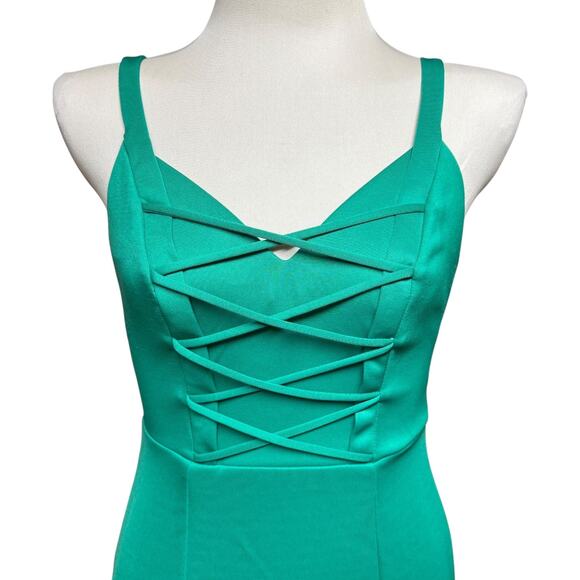 B. Darlin Criss Cross Mini Dress Green 7/8 - Picture 2 of 6